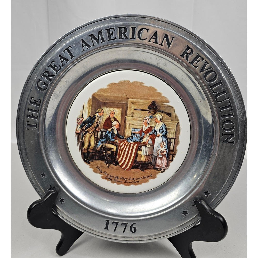 Canton Ohio Pewter Plate Betsy Ross Great American Revolution 1776 Bicentennial‎